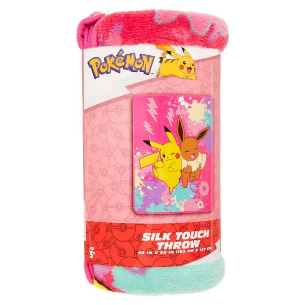 NEW Pokemon Pikachu Eevee Kids Super Soft Micro Raschel Throw Blanket 40" X 50"